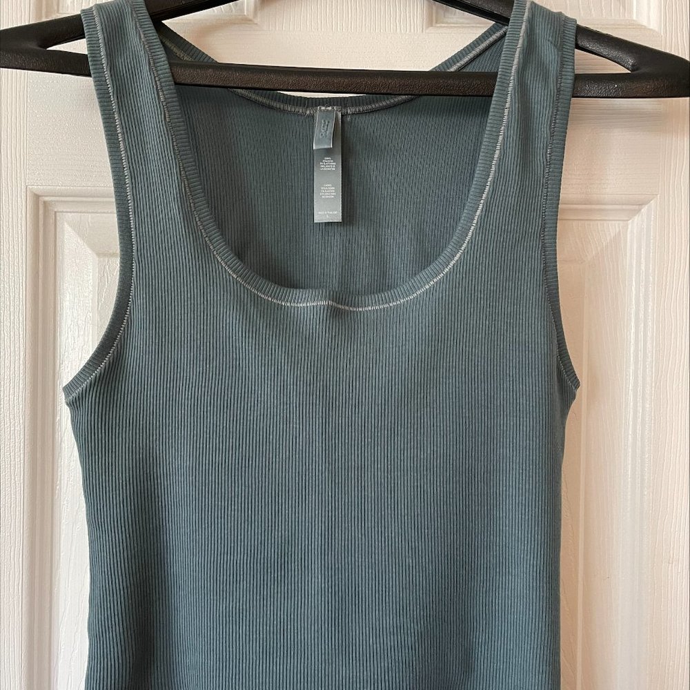 SKIMS Blue Cotton Rib Crop Tank Top